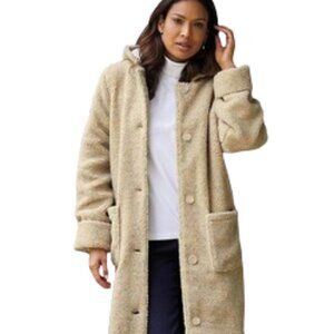 Anthony Richards Long Teddy Bear Coat Berber / Sherpa Hooded Lined Oatmeal, XL